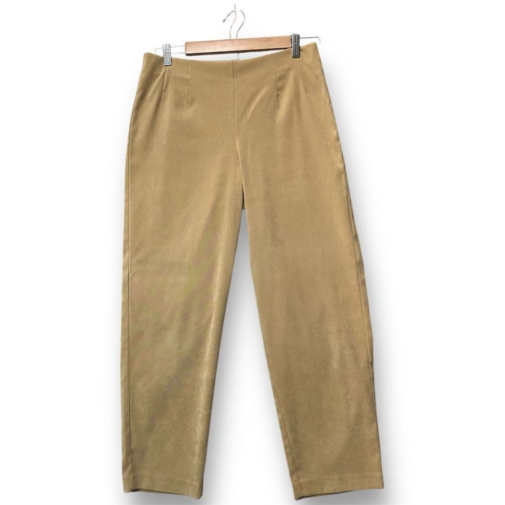 J. Jill Women's High Waisted‎ Pants Faux Suede Beige Size 10P Casual Minimalist